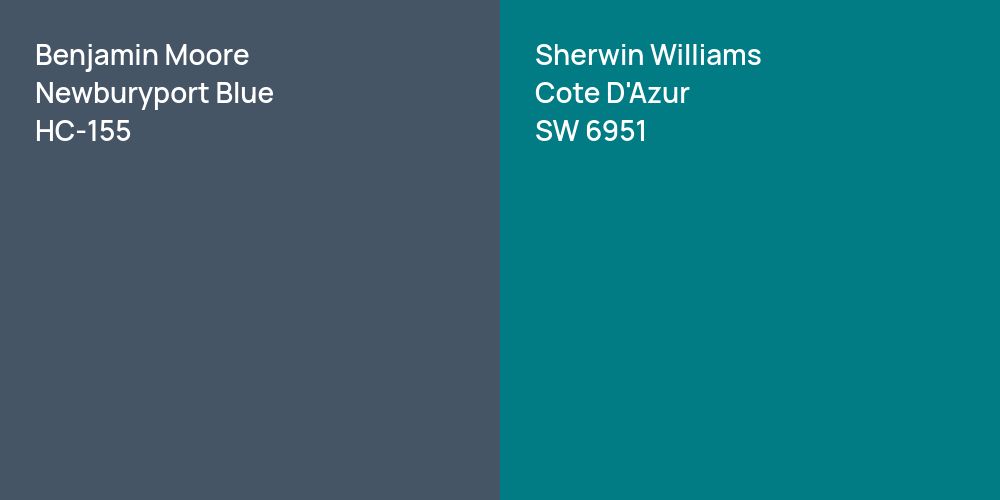 Benjamin Moore Newburyport Blue vs. Sherwin Williams Cote D'Azur