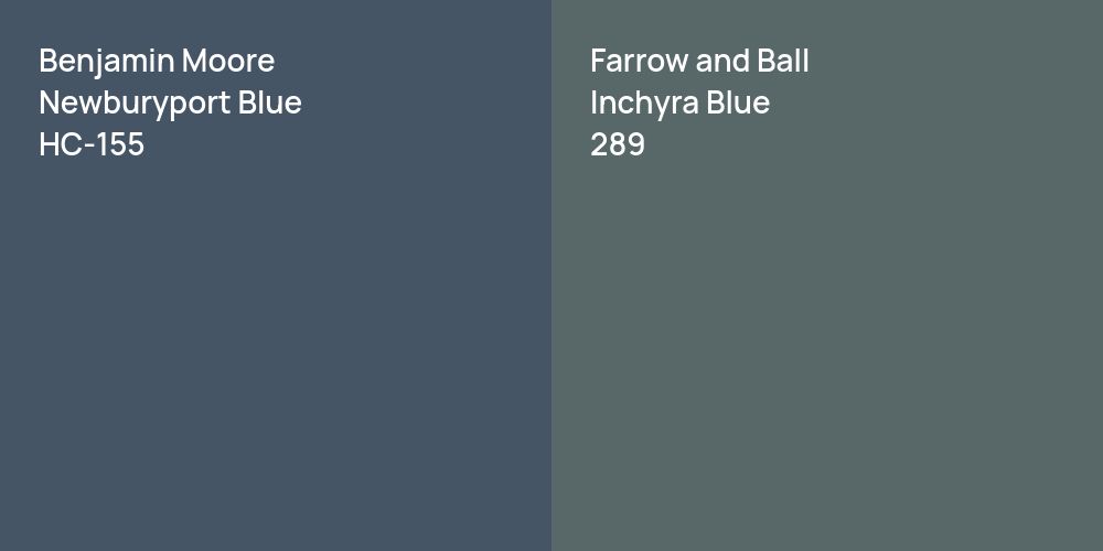 Benjamin Moore Newburyport Blue vs. Farrow and Ball Inchyra Blue