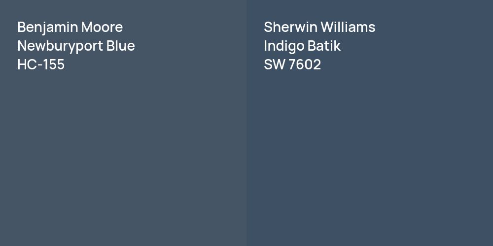 Benjamin Moore Newburyport Blue vs. Sherwin Williams Indigo Batik