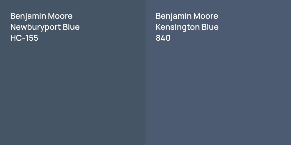 Benjamin Moore Newburyport Blue vs. Benjamin Moore Kensington Blue