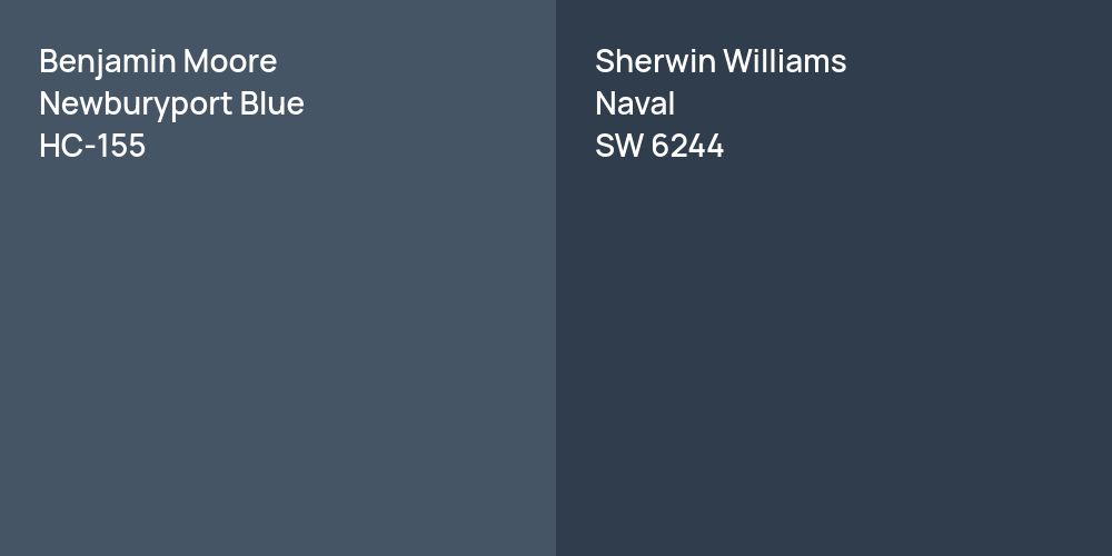 Benjamin Moore Newburyport Blue vs. Sherwin Williams Naval