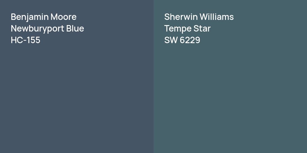 Benjamin Moore Newburyport Blue vs. Sherwin Williams Tempe Star