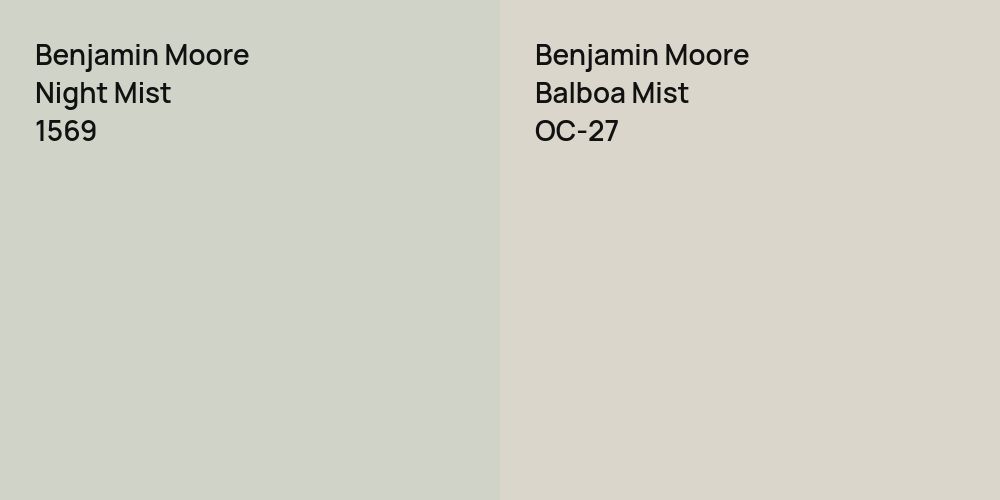 Benjamin Moore Night Mist vs. Benjamin Moore Balboa Mist