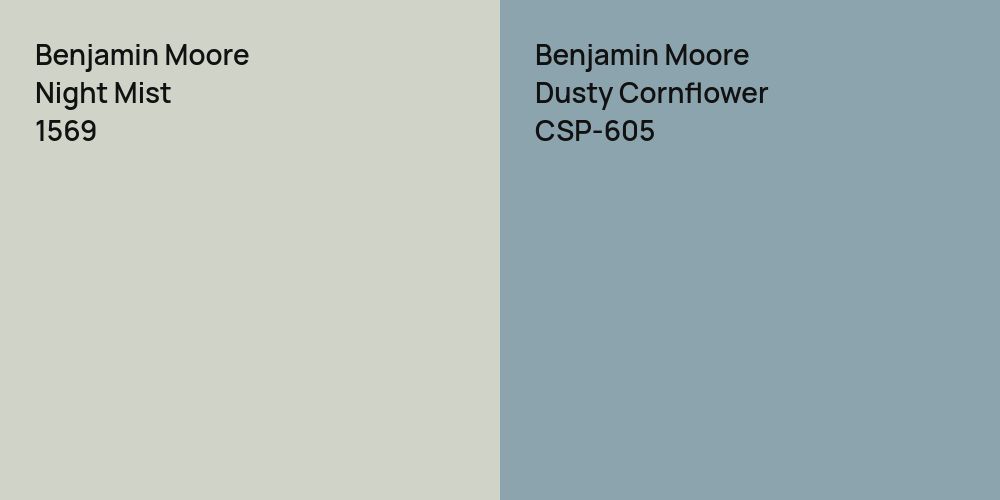 Benjamin Moore Night Mist vs. Benjamin Moore Dusty Cornflower