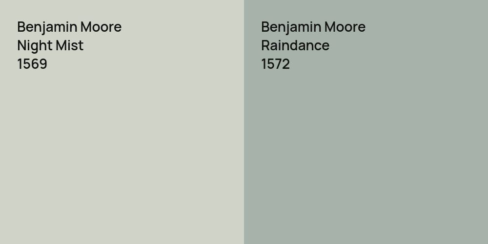 Benjamin Moore Night Mist vs. Benjamin Moore Raindance