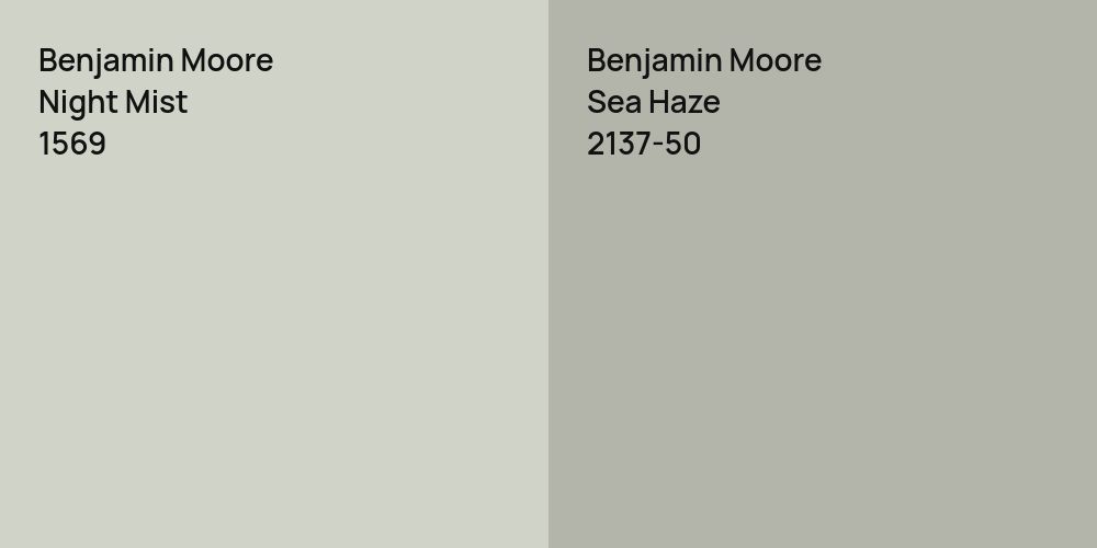 Benjamin Moore Night Mist vs. Benjamin Moore Sea Haze