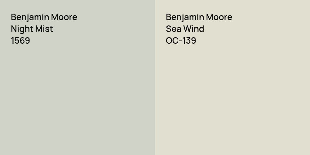 Benjamin Moore Night Mist vs. Benjamin Moore Sea Wind