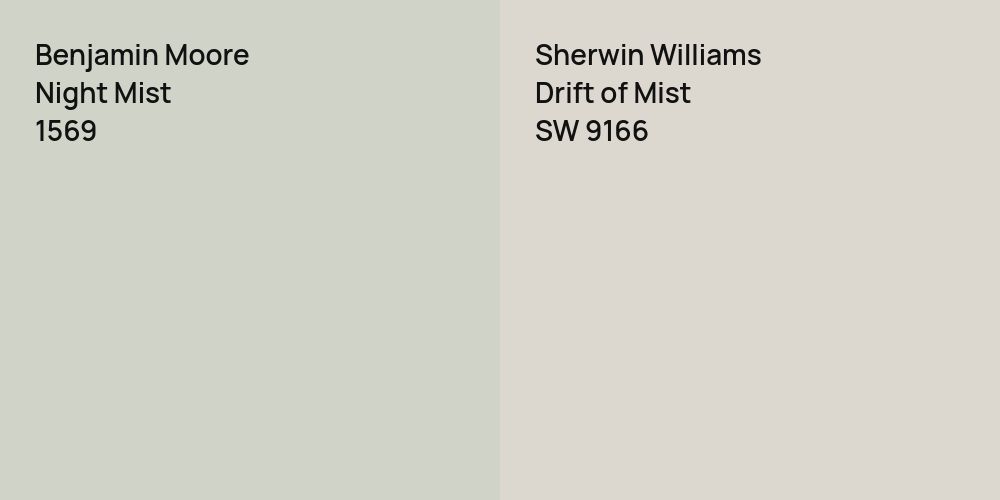 Benjamin Moore Night Mist vs. Sherwin Williams Drift of Mist