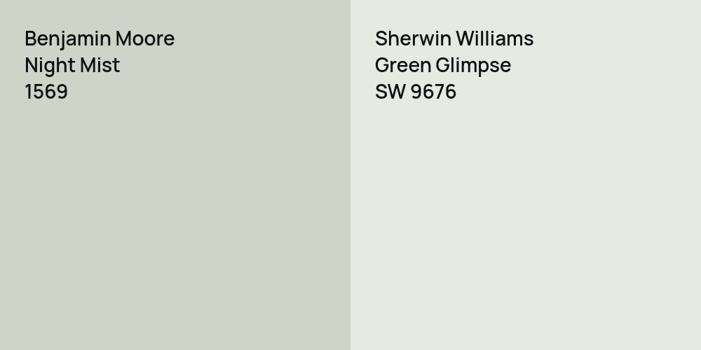 Benjamin Moore Night Mist vs. Sherwin Williams Green Glimpse