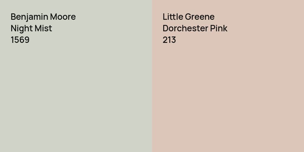 Benjamin Moore Night Mist vs. Little Greene Dorchester Pink