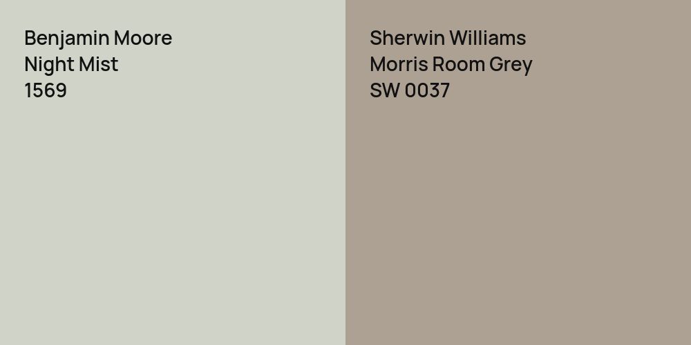 Benjamin Moore Night Mist vs. Sherwin Williams Morris Room Grey