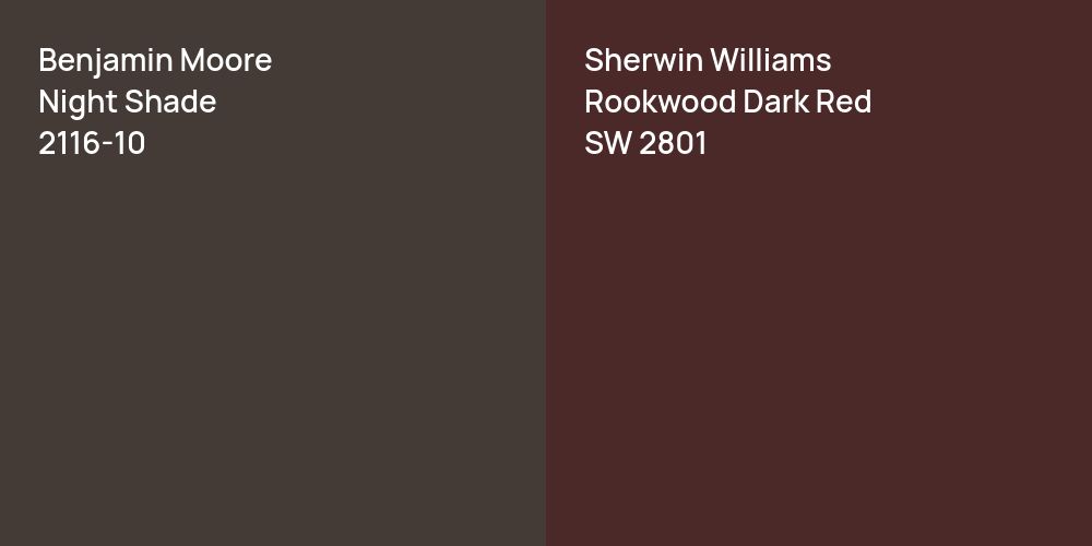 Benjamin Moore Night Shade vs. Sherwin Williams Rookwood Dark Red