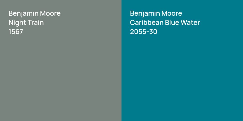 Benjamin Moore Night Train vs. Benjamin Moore Caribbean Blue Water