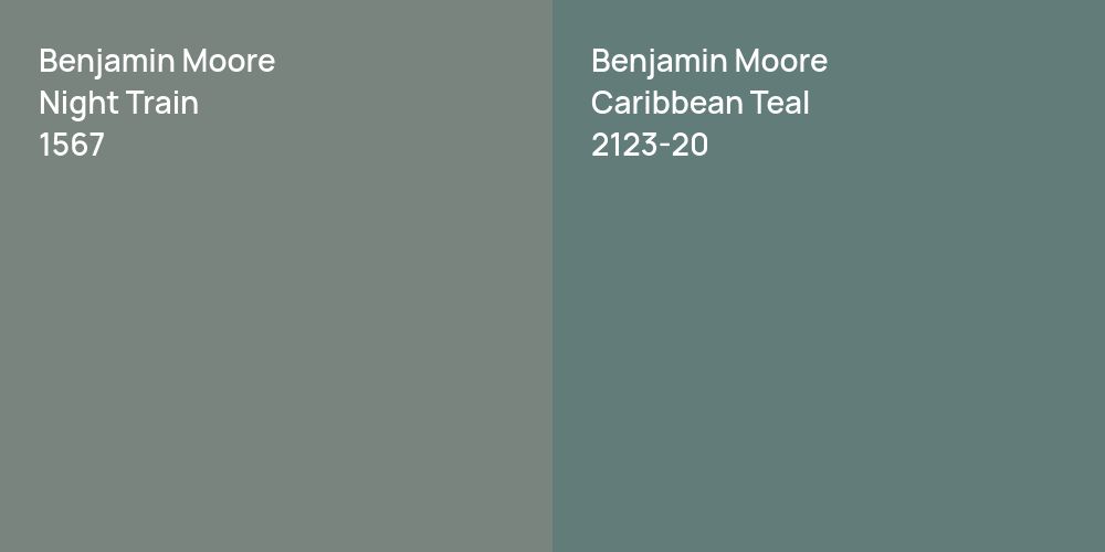 Benjamin Moore Night Train vs. Benjamin Moore Caribbean Teal