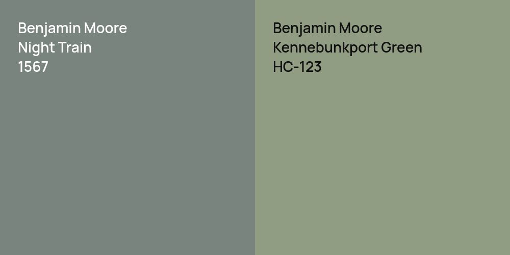 Benjamin Moore Night Train vs. Benjamin Moore Kennebunkport Green