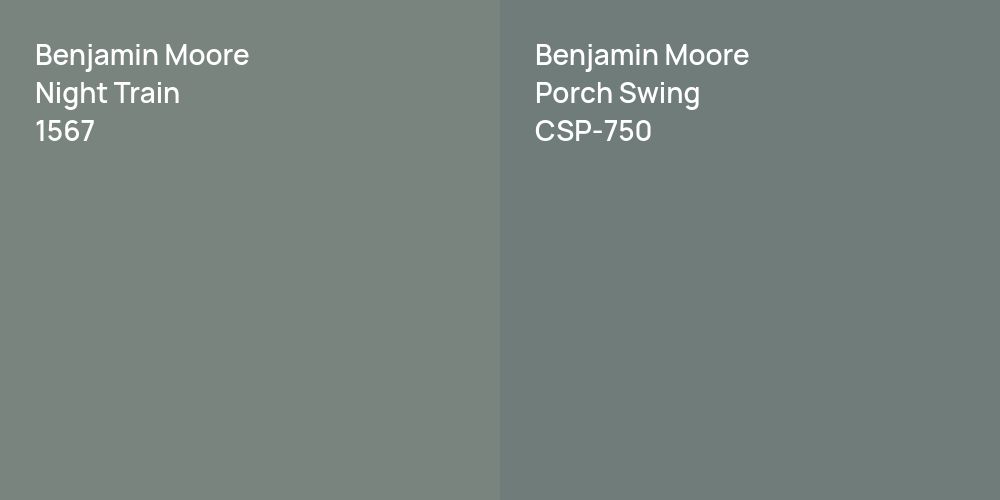 Benjamin Moore Night Train vs. Benjamin Moore Porch Swing