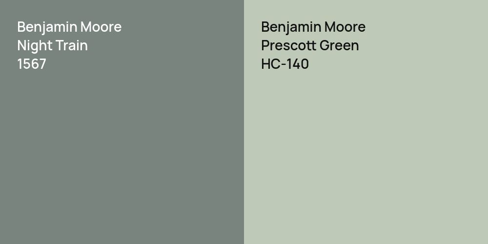 Benjamin Moore Night Train vs. Benjamin Moore Prescott Green