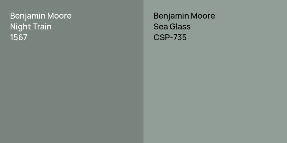 Benjamin Moore Night Train vs. Benjamin Moore Sea Glass