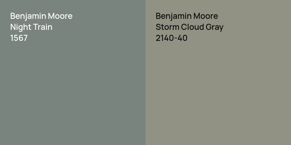 Benjamin Moore Night Train vs. Benjamin Moore Storm Cloud Gray