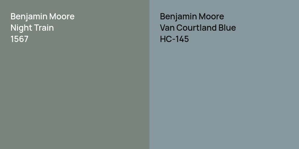 Benjamin Moore Night Train vs. Benjamin Moore Van Courtland Blue