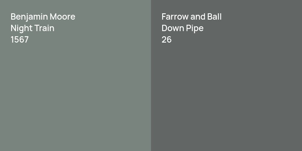 Benjamin Moore Night Train vs. Farrow and Ball Down Pipe