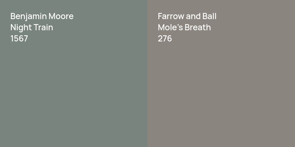 Benjamin Moore Night Train vs. Farrow and Ball Mole's Breath