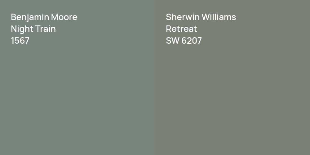 Benjamin Moore Night Train vs. Sherwin Williams Retreat