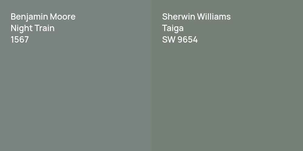 Benjamin Moore Night Train vs. Sherwin Williams Taiga