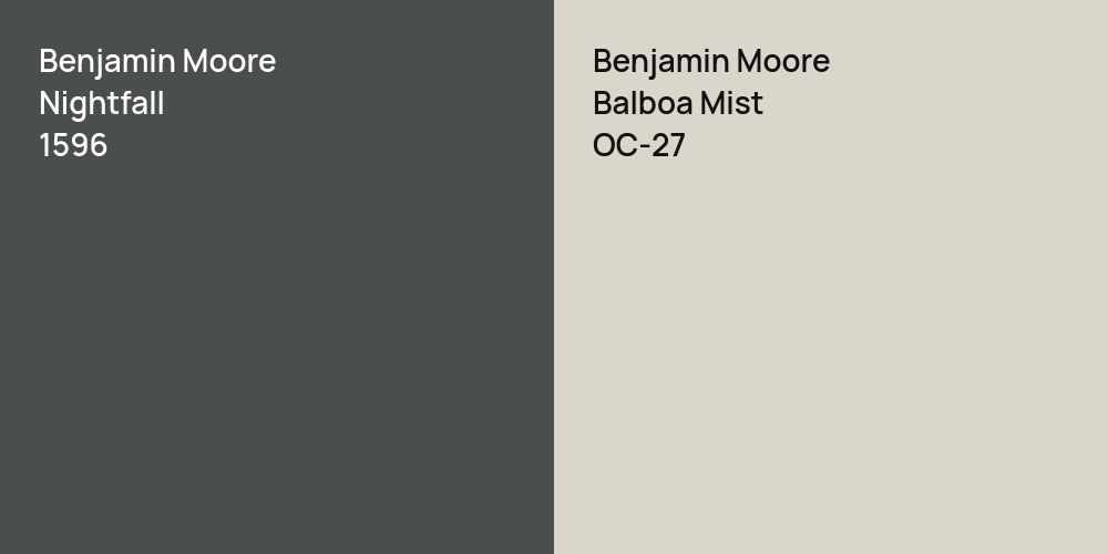 Benjamin Moore Nightfall vs. Benjamin Moore Balboa Mist