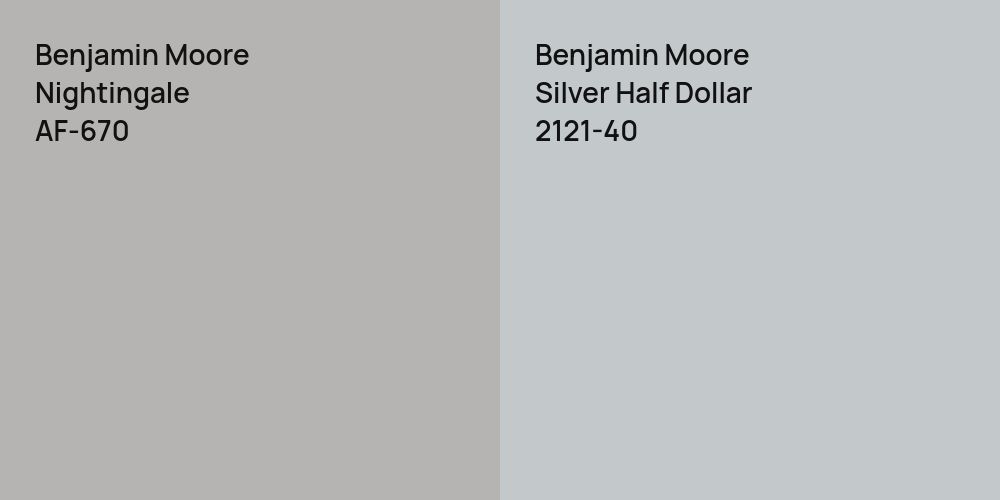 Benjamin Moore Nightingale vs. Benjamin Moore Silver Half Dollar