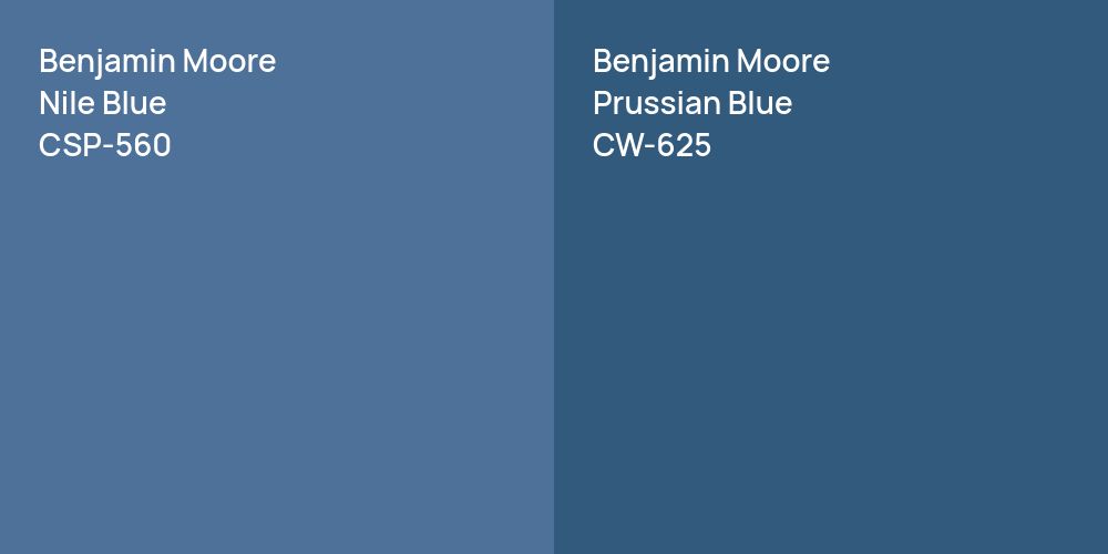 Benjamin Moore Nile Blue vs. Benjamin Moore Prussian Blue