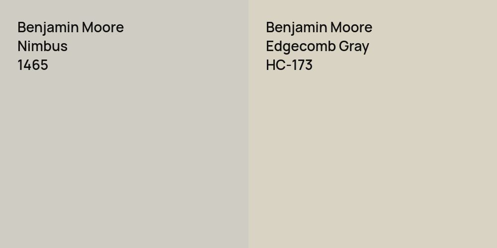 Benjamin Moore Nimbus vs. Benjamin Moore Edgecomb Gray