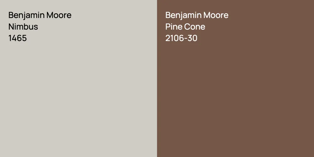 Benjamin Moore Nimbus vs. Benjamin Moore Pine Cone