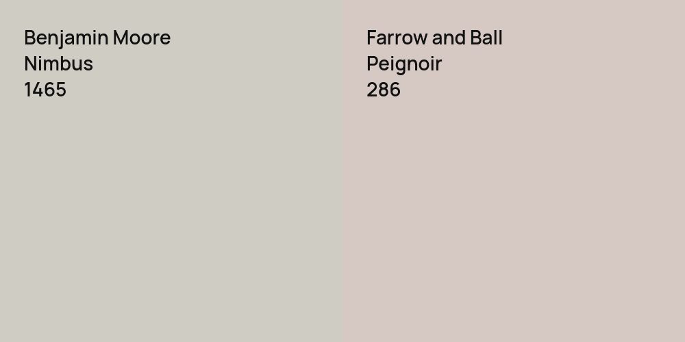 Benjamin Moore Nimbus vs. Farrow and Ball Peignoir