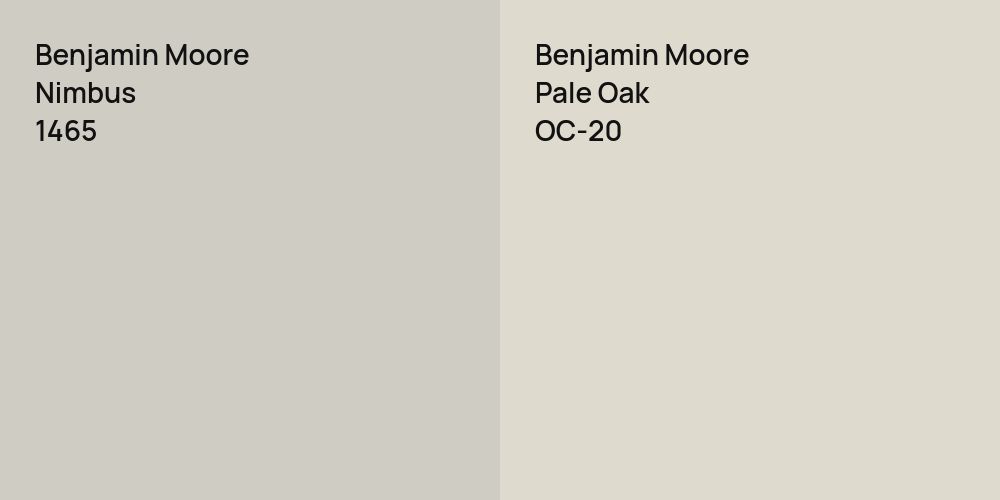 Benjamin Moore Nimbus vs. Benjamin Moore Pale Oak