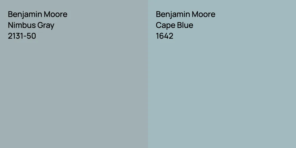 Benjamin Moore Nimbus Gray vs. Benjamin Moore Cape Blue