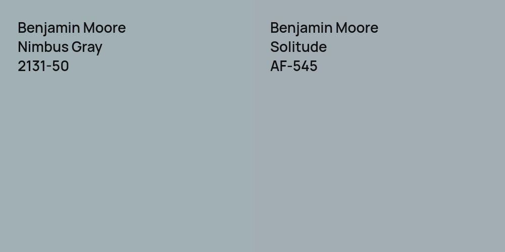 Benjamin Moore Nimbus Gray vs. Benjamin Moore Solitude