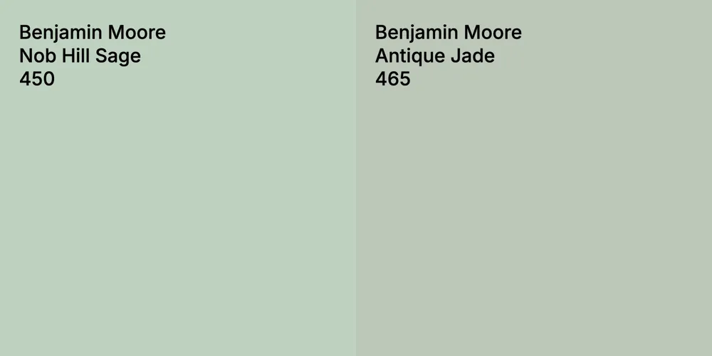 Benjamin Moore Nob Hill Sage vs. Benjamin Moore Antique Jade