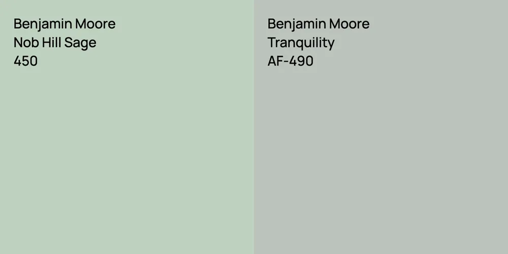 Benjamin Moore Nob Hill Sage vs. Benjamin Moore Tranquility