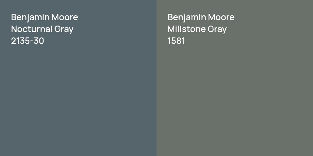 Benjamin Moore Nocturnal Gray vs. Benjamin Moore Millstone Gray