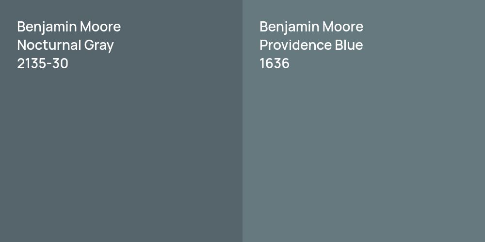 Benjamin Moore Nocturnal Gray vs. Benjamin Moore Providence Blue