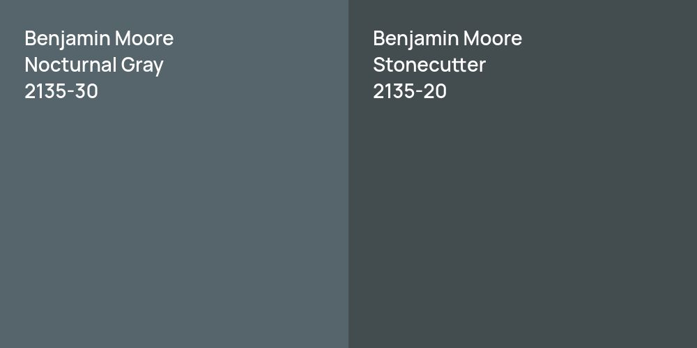 Benjamin Moore Nocturnal Gray vs. Benjamin Moore Stonecutter