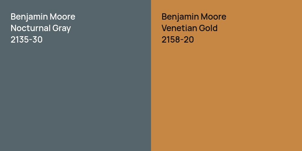 Benjamin Moore Nocturnal Gray vs. Benjamin Moore Venetian Gold