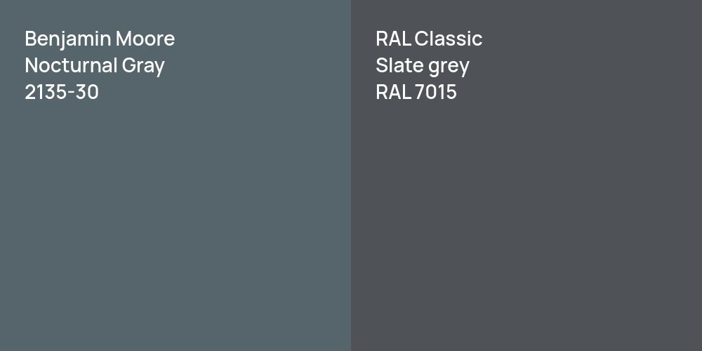 Benjamin Moore Nocturnal Gray vs. RAL Classic  Slate grey