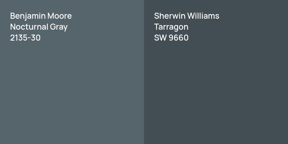 Benjamin Moore Nocturnal Gray vs. Sherwin Williams Tarragon