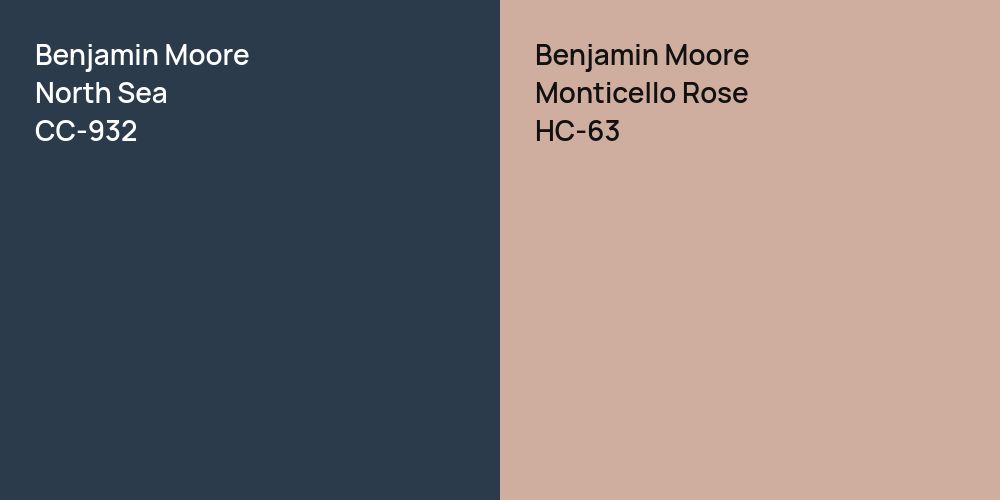 Benjamin Moore North Sea vs. Benjamin Moore Monticello Rose