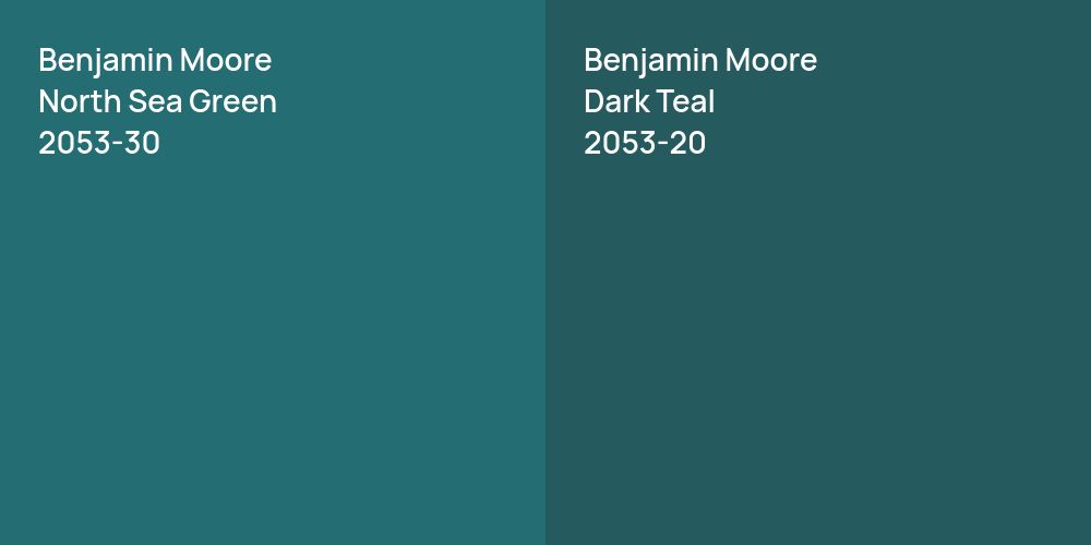 Benjamin Moore North Sea Green vs. Benjamin Moore Dark Teal