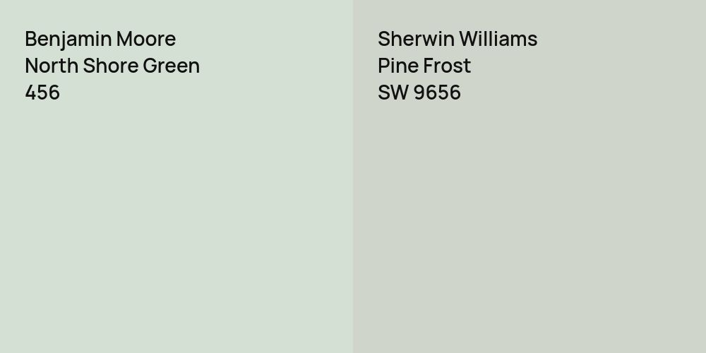 Benjamin Moore North Shore Green vs. Sherwin Williams Pine Frost