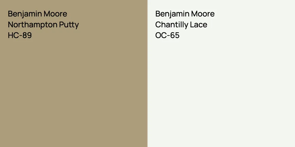 Benjamin Moore Northampton Putty vs. Benjamin Moore Chantilly Lace