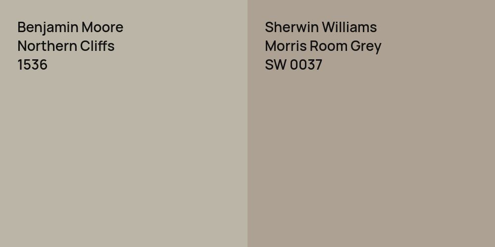 Benjamin Moore Northern Cliffs vs. Sherwin Williams Morris Room Grey